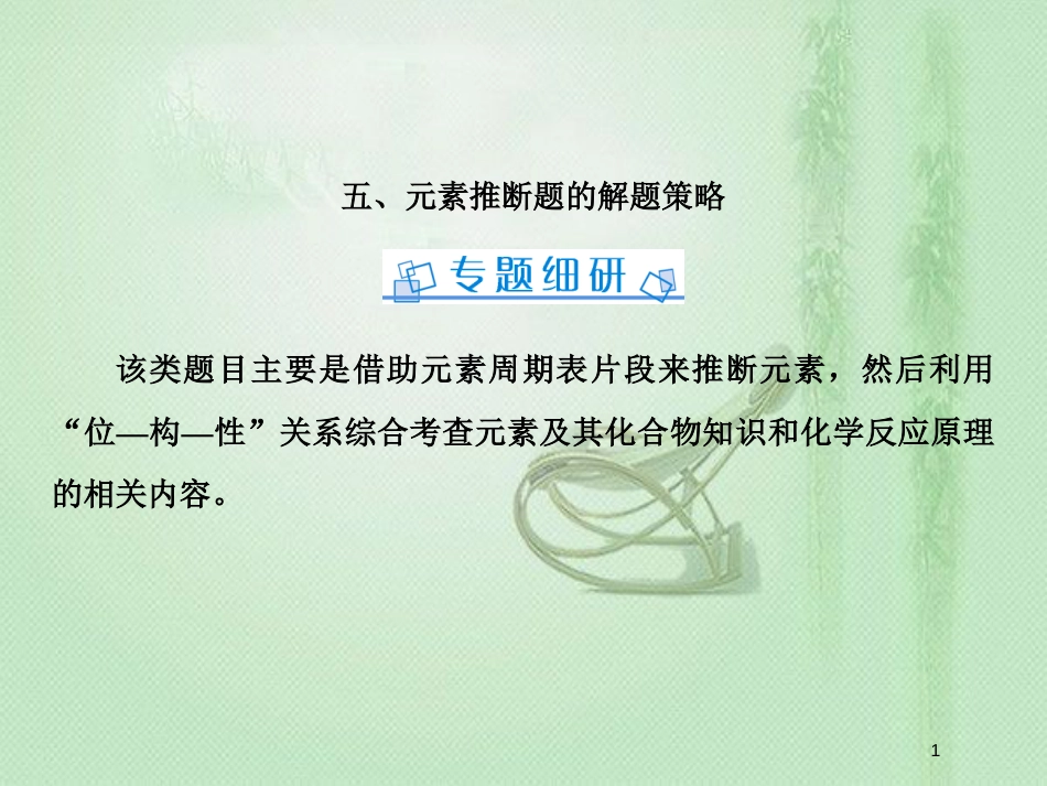 高考化学一轮复习 微专题五 元素推断题的解题策略优质课件 新人教版_第1页