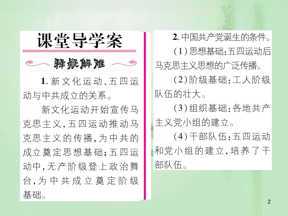 八年级历史上册 第四单元 新时代的曙光 第14课 中国共产党诞生作业优质课件 新人教版_第2页