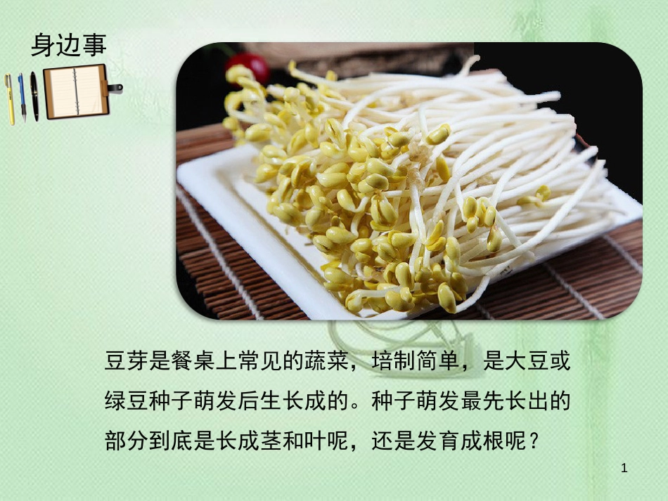 八年级生物上册 第三单元 第一章 第一节 种子萌发的过程优质课件 （新版）冀教版_第1页