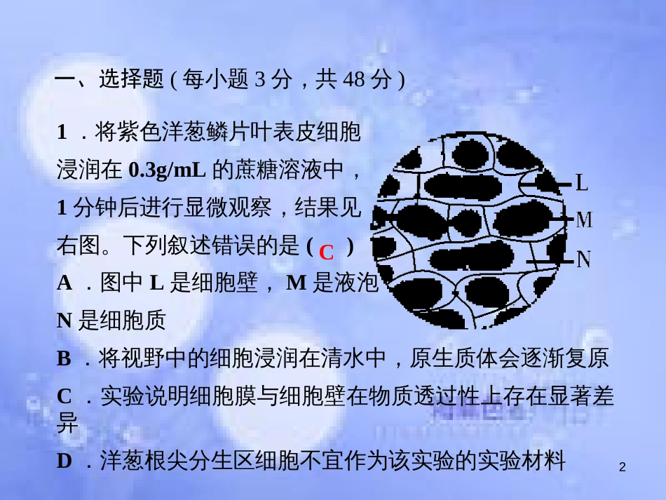 高考生物一轮总复习 第四章 细胞的物质输入和输出细胞的物质输入和输出课件 新人教版必修1_第2页