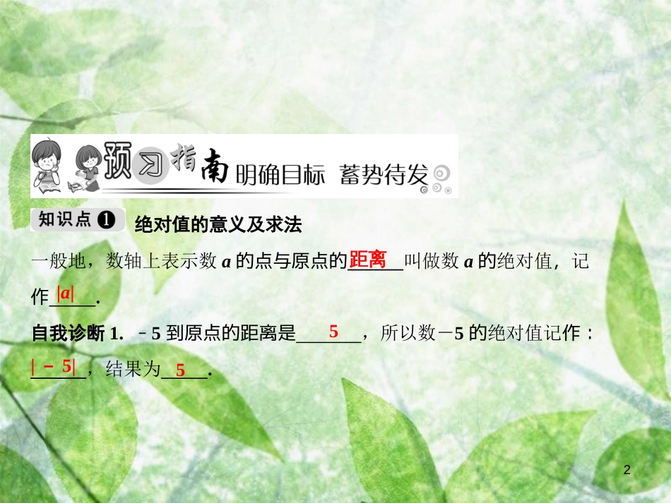 七年级数学上册 第1章 有理数 1.2 有理数 1.2.4 绝对值（第1课时）优质课件 （新版）新人教版_第2页