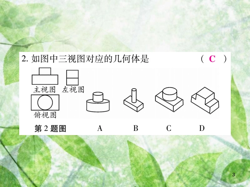 七年级数学上册 第4章 图形的初步认识 4.2 立体图形的视图 4.2.2 由视图到立体图形练习优质课件 （新版）华东师大版_第3页