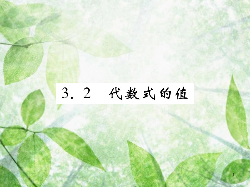 七年级数学上册 第3章 整式的加减 3.2 代数式的值练习优质课件 （新版）华东师大版_第1页