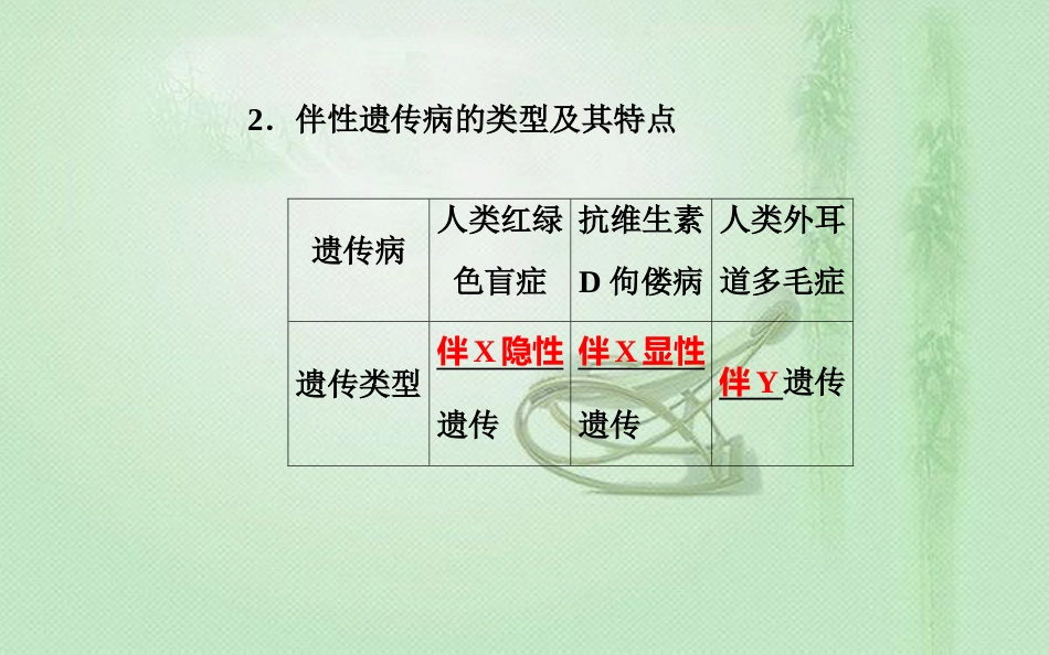 高中生物学业水平复习 专题八 遗传的基本规律 考点4 伴性遗传优质课件_第2页
