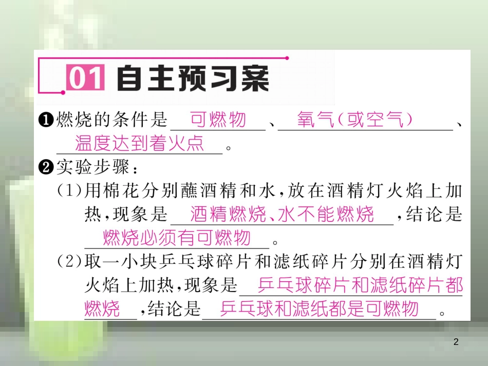 九年级化学上册 第7单元 燃料及其利用 实验活动3 燃烧的条件习题优质课件 （新版）新人教版_第2页
