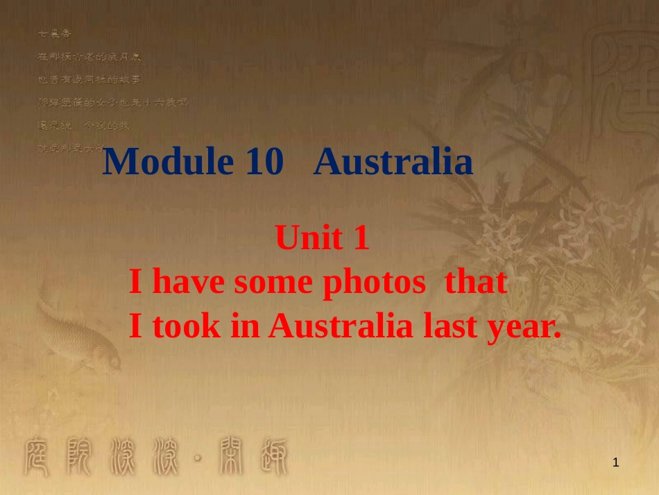 九年级英语上册 Module 10 Australia Unit 1 I have some photos that I took in Australia last year优质课件 （新版）外研版_第1页