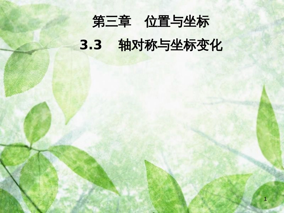 八年级数学上册 第三章 位置与坐标 3.3 轴对称与坐标变化导学优质课件 （新版）北师大版_第1页