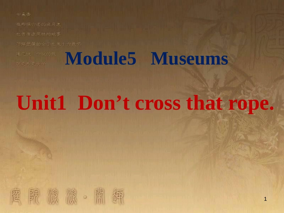 九年级英语上册 Module 5 Museums Unit 1 Don’t cross that rope优质课件 （新版）外研版_第1页