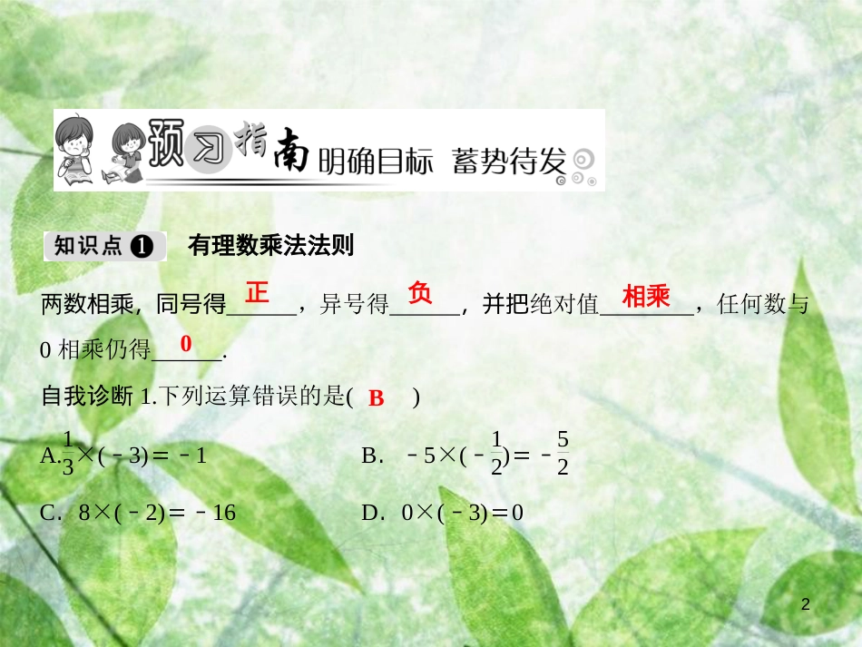 七年级数学上册 第1章 有理数 1.5 有理数的乘除（第1课时）优质课件 （新版）沪科版_第2页