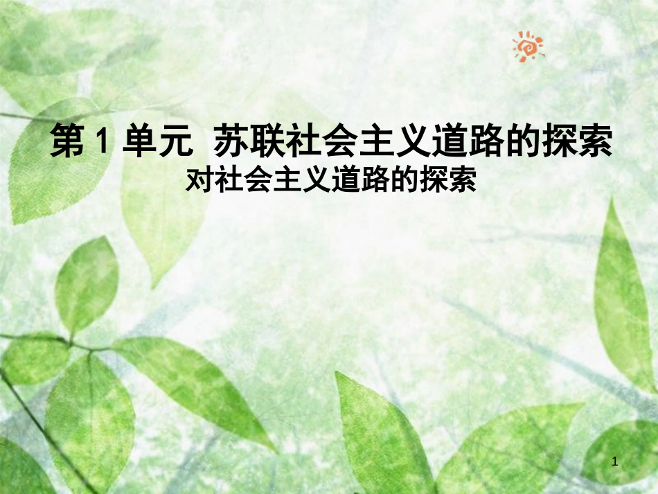 九年级历史下册 第1单元 苏联社会主义道路的探索 2 对社会主义道路的探索优质课件 新人教版_第1页