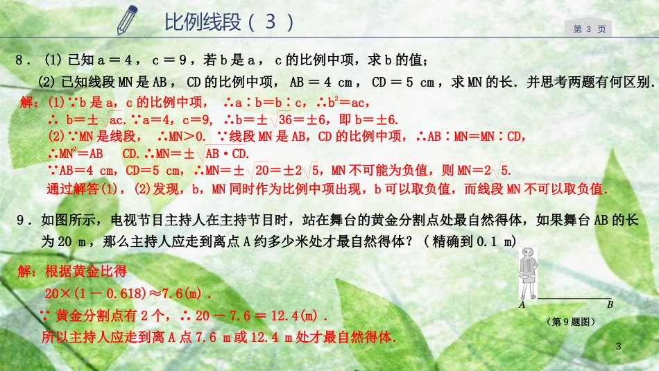 九年级数学上册 第四章 相似三角形 4.1 比例线段（3）优质课件 （新版）浙教版_第3页