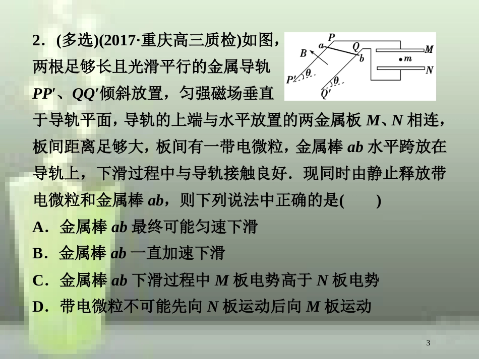 高考物理一轮复习 第十章 电磁感应 第四节 电磁感应中的动力学和能量问题随堂达标巩固落实优质课件_第3页