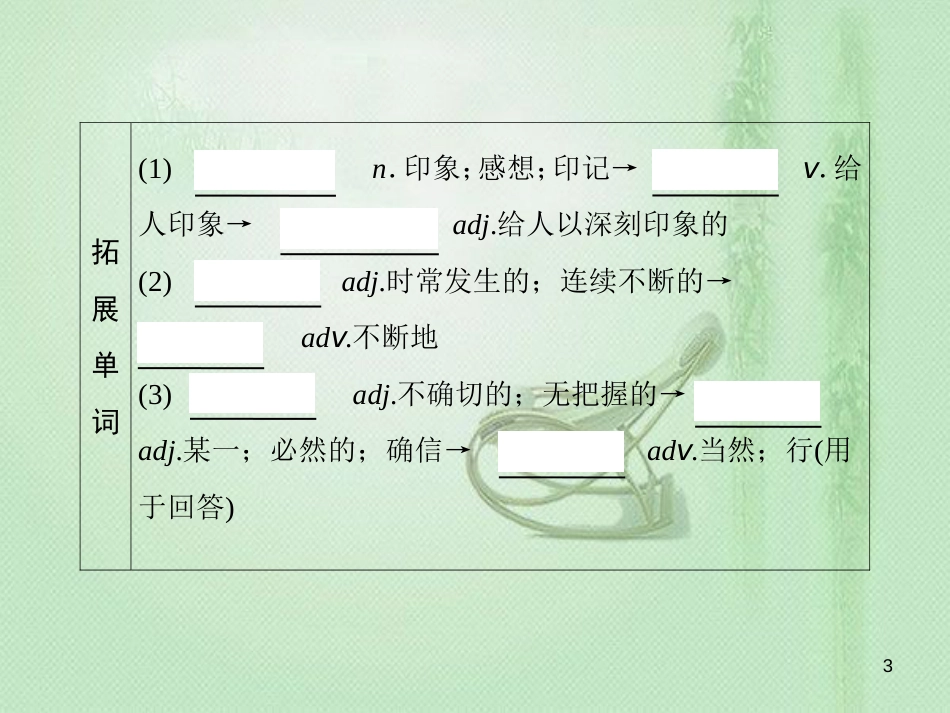 高三英语一轮复习 基础必备 Unit 3 Life in the future优质课件 新人教版必修5_第3页