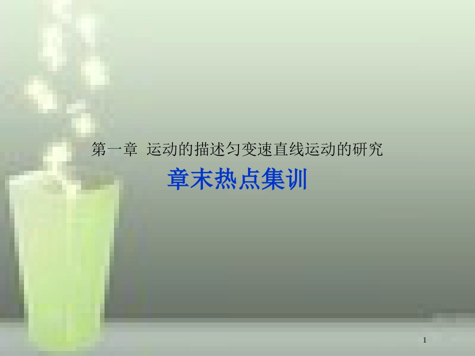 高考物理一轮复习 第一章 运动的描述匀变速直线运动的研究章末热点集训优质课件_第1页