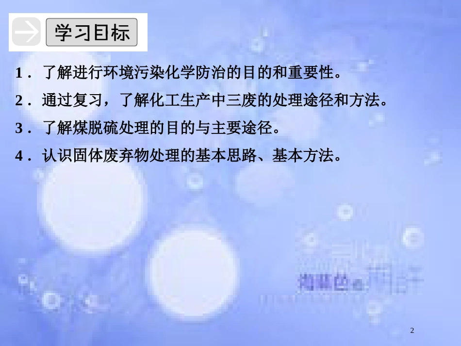 高中化学 专题六 从污染防治到绿色化学 6.1 环境污染的化学防治课件 苏教版选修2_第2页