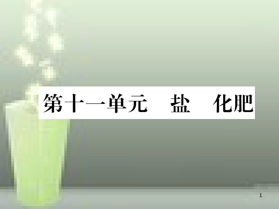 （云南专版）中考化学总复习 第一编 第11单元 盐 化肥（精练）优质课件_第1页