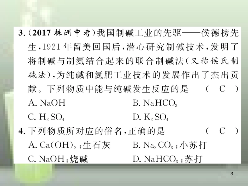 （云南专版）中考化学总复习 第一编 第11单元 盐 化肥（精练）优质课件_第3页