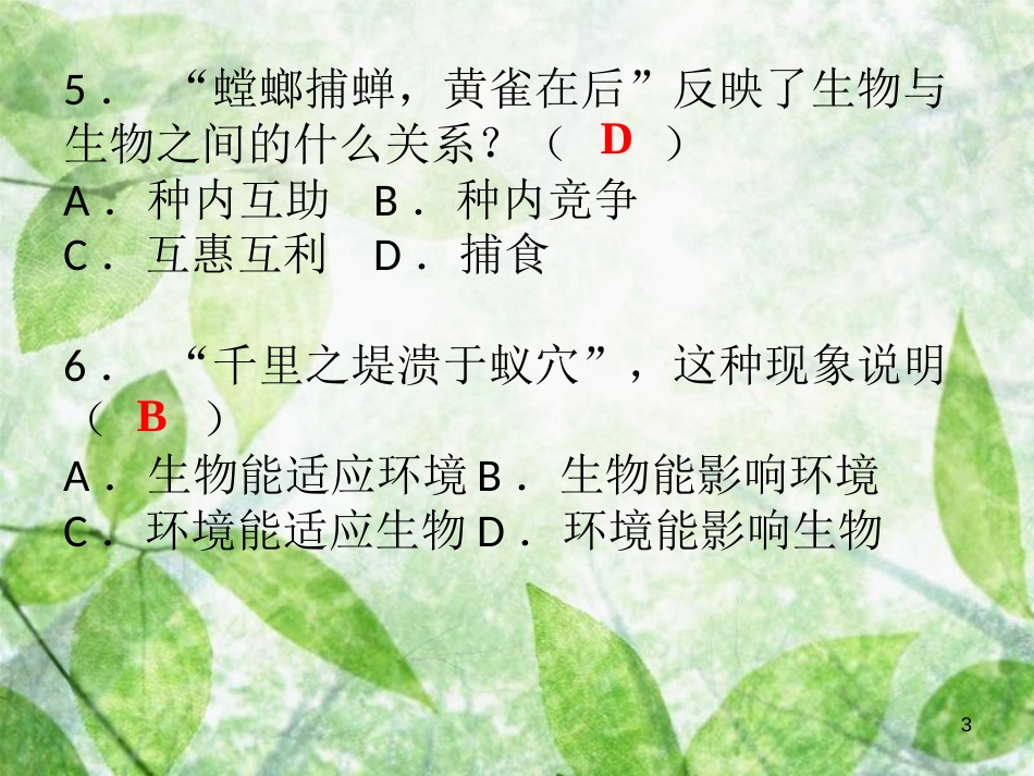七年级生物上册 期中综合检测优质课件 （新版）新人教版_第3页