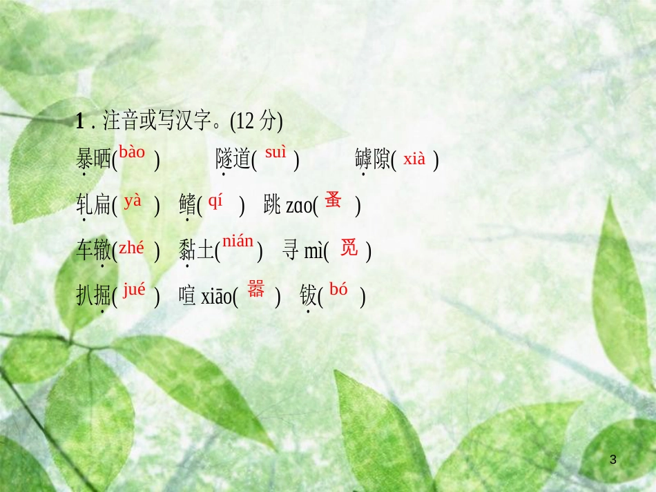 八年级语文上册 第五单元 19 蝉习题优质课件 新人教版_第3页