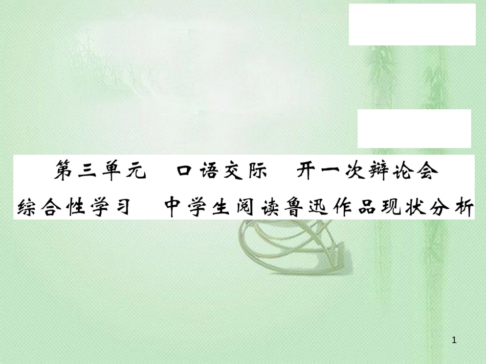 九年级语文上册 第三单元 口语交际 中学生阅读鲁迅作品现状分析习题优质课件 语文版_第1页