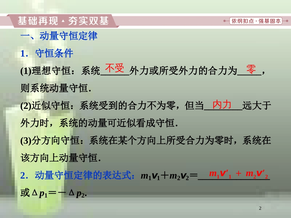（新课标）高考物理一轮复习 第六章 碰撞与动量守恒 第二节 动量守恒定律碰撞爆炸反冲优质课件_第2页