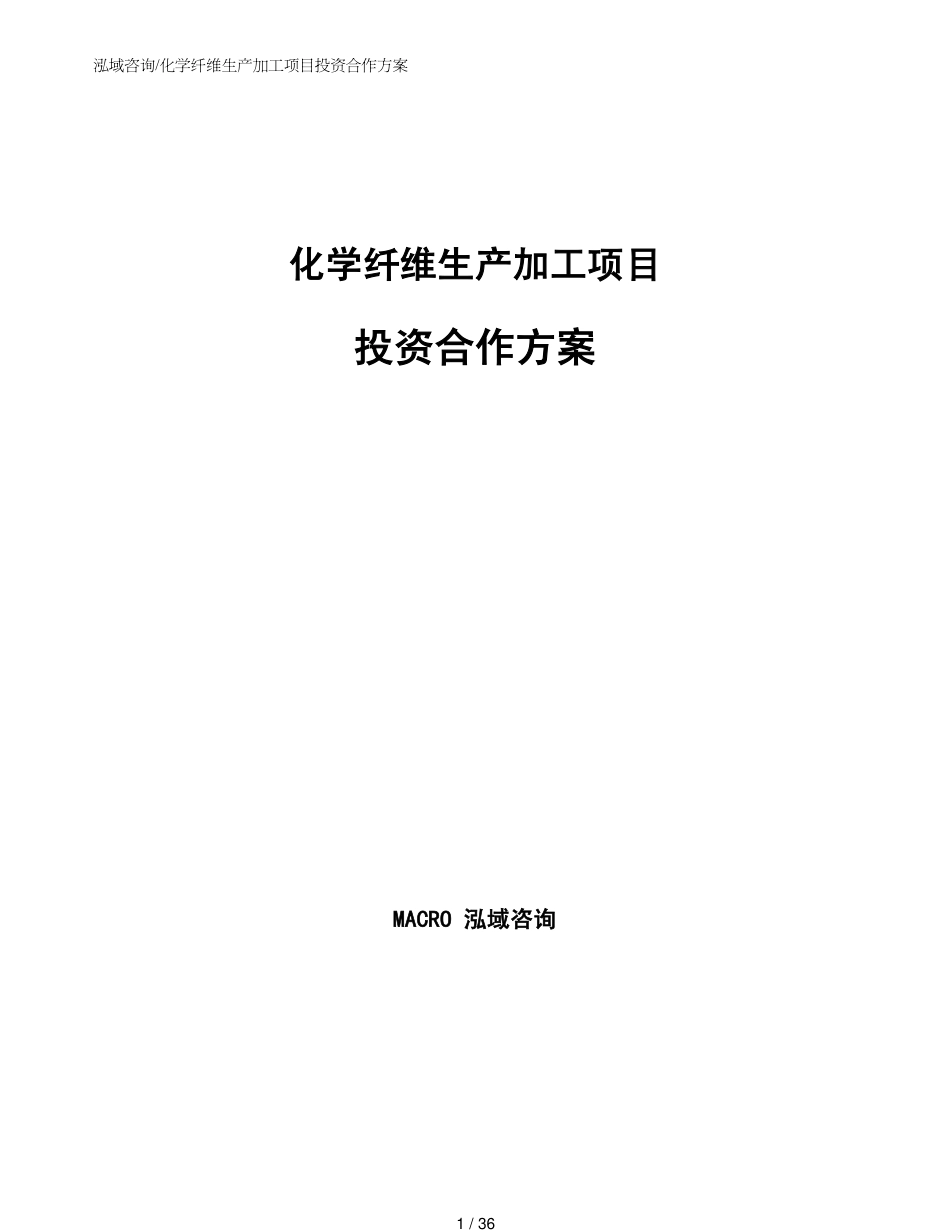 化学纤维生产加工项目投资合作方案_第1页