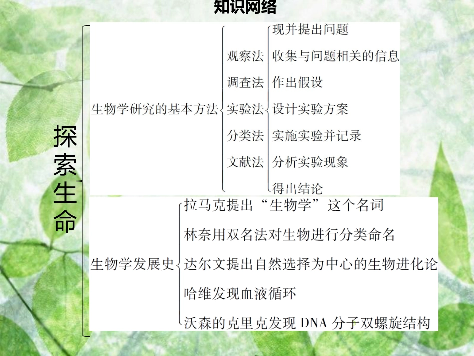 七年级生物上册 第一单元 第2章 探索生命章末小结习题优质课件 （新版）北师大版_第3页