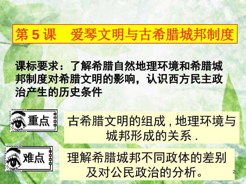 高中历史 第二单元 古希腊和古罗马的政治制度 第5课 爱琴文明与古希腊城邦制度优质课件 岳麓版必修1_第2页