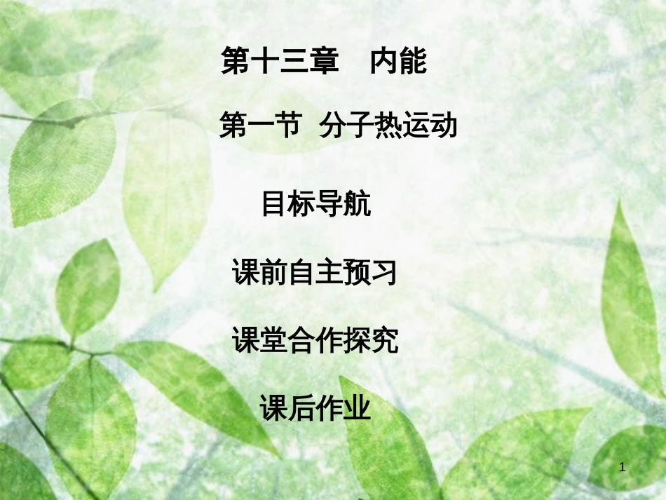九年级物理全册 13.1 分子热运动习题优质课件 （新版）新人教版_第1页
