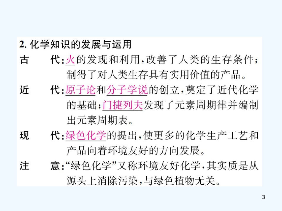 九年级化学上册 绪言 化学使世界变得更加绚丽多彩（增分课练）习题优质课件 （新版）新人教版_第3页