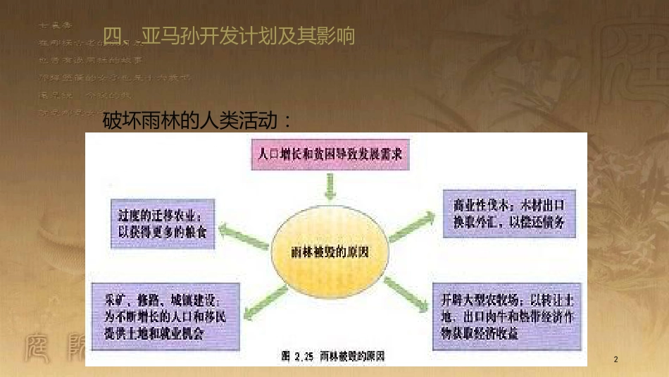 高中地理 第二章 区域生态环境建设 2.2 亚马孙开发计划及其影响 雨林的前途——开发还是保护（第2课时）优质课件 新人教版必修3_第2页