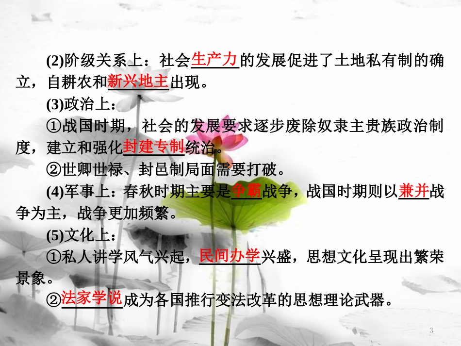 高中历史 第2单元 商鞅变法 第1课 改革变法风潮与秦国历史机遇课件 新人教版选修1[共19页]_第3页