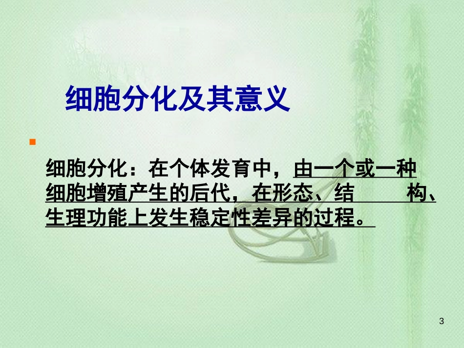 高中生物 专题6.2 细胞的分化同步优质课件 新人教版必修1_第3页