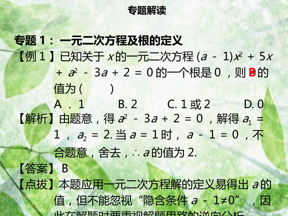 九年级数学上册 第二十一章 一元二次方程章末小结导学优质课件 （新版）新人教版_第3页
