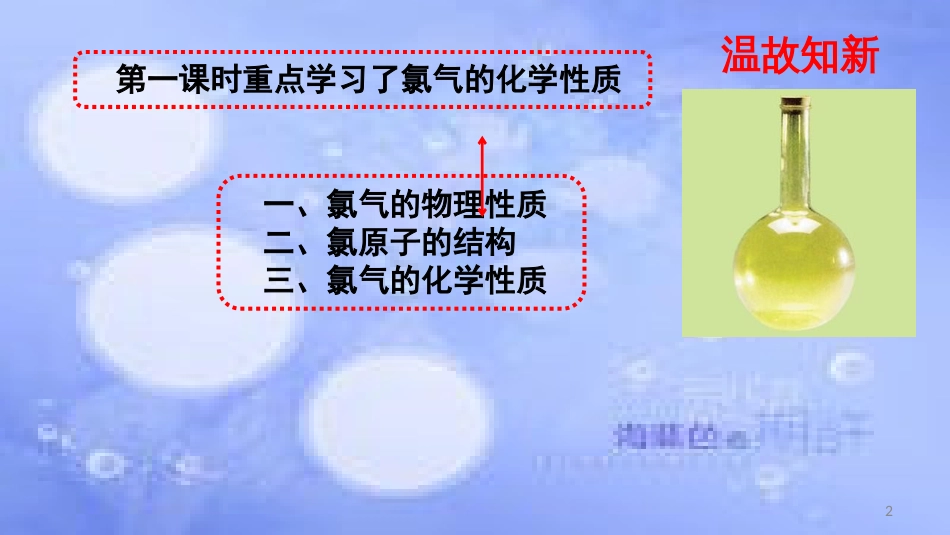 高中化学 第四章 非金属及其化合物 4.2 富集在海水中的元素--氯（2课时）课件 新人教版必修1_第2页