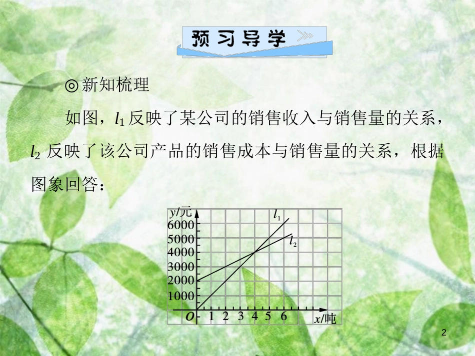 八年级数学上册 第四章 一次函数 4.4 一次函数的应用 第3课时 一次函数图象的应用(2)导学优质课件 （新版）北师大版_第2页