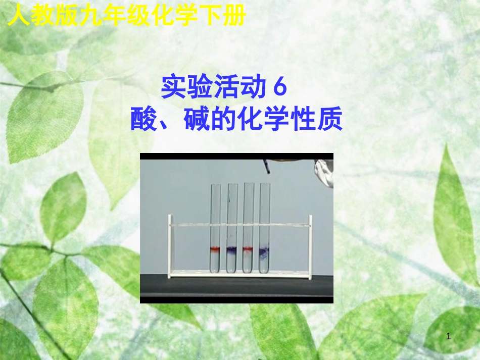 九年级化学下册 第十单元 酸和碱 实验活动6 酸、碱的化学性质教学优质课件 （新版）新人教版_第1页