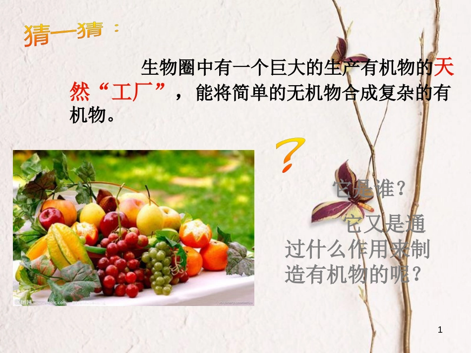 七年级生物上册 第三单元 第四章 绿色植物是生物圈中有机物的制造者课件 （新版）新人教版[共21页]_第1页