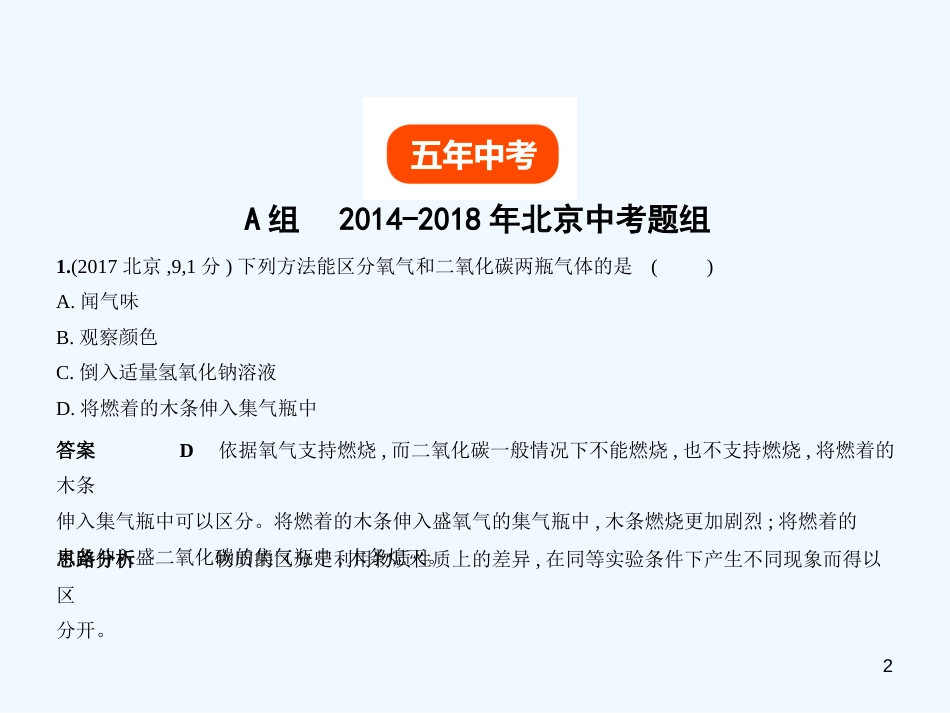 （北京专用）2019年中考化学复习 专题十四 基本实验（试卷部分）优质课件_第2页