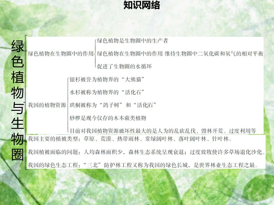 七年级生物上册 第三单元 第7章 绿色植物与生物圈章末小结习题优质课件 （新版）北师大版_第3页