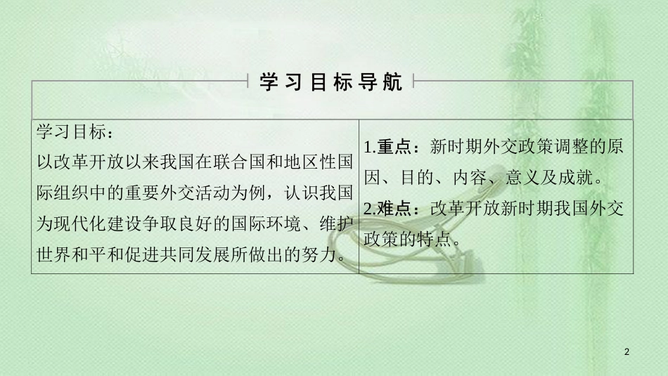 高中历史 第4单元 现代中国的对外关系 第15课 改革开放后的外交新局面优质课件 北师大版必修1_第2页