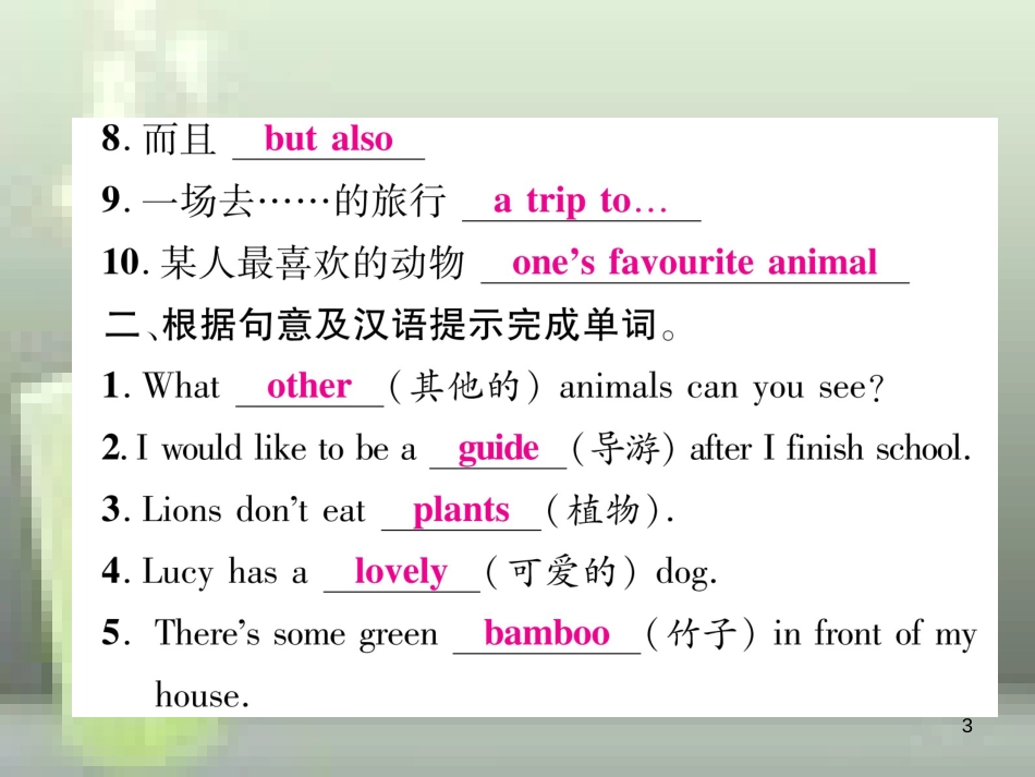 （浙江专用）七年级英语上册 Module 6 A trip to the zoo Unit 1 Does it eat meat习题优质课件 （新版）外研版_第3页
