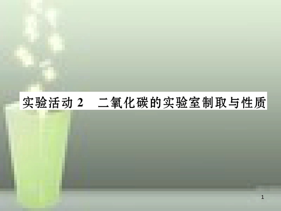 九年级化学上册 第6单元 碳和碳的氧化物 实验活动2 二氧化碳的实验室制取与性质习题优质课件 （新版）新人教版_第1页