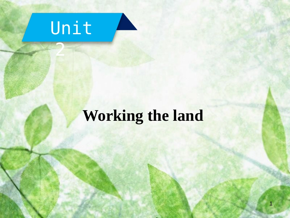 高中英语 Unit 2 Working the land 优质课件 新人教版必修4_第1页