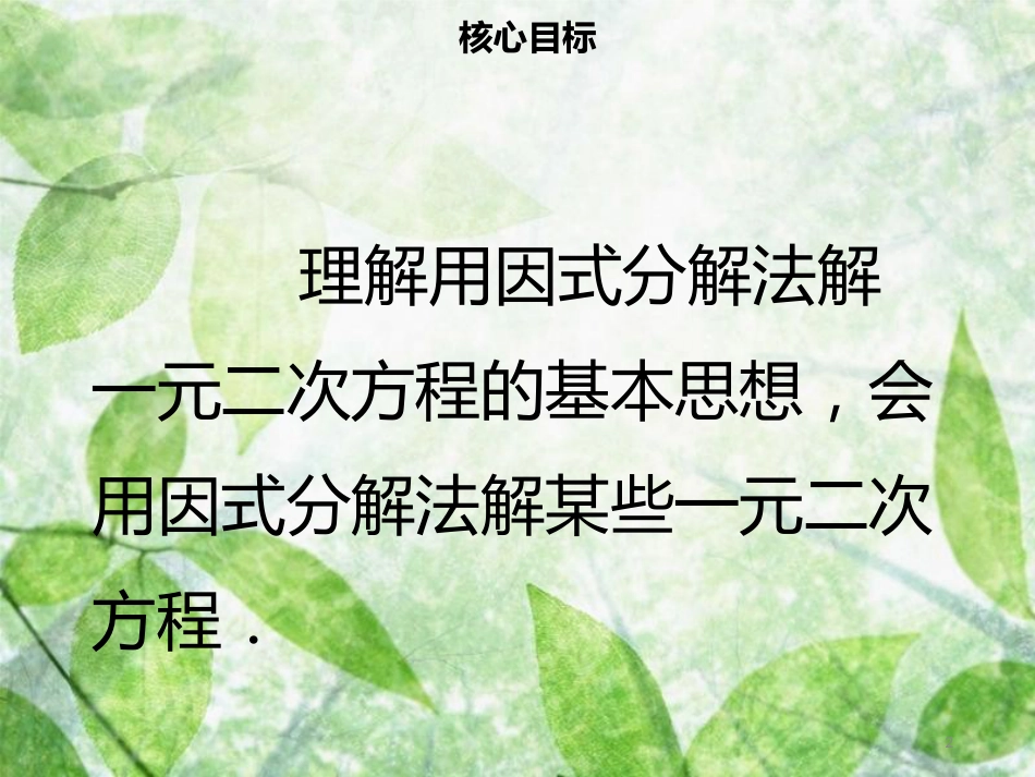 九年级数学上册 第二十一章 一元二次方程 21.2 解一元二次方程 21.2.3 因式分解法导学优质课件 （新版）新人教版_第2页