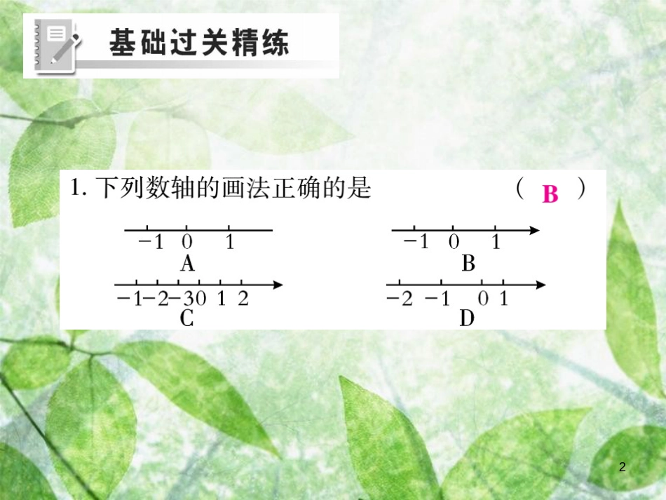 七年级数学上册 第二章 有理数及其运算 2.2 数轴练习优质课件 （新版）北师大版_第2页