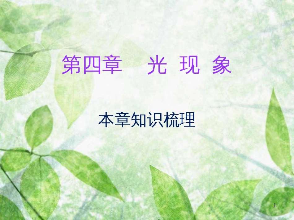 八年级物理上册 期末复习 第四章 光现象本章知识梳理习题优质课件 （新版）新人教版_第1页