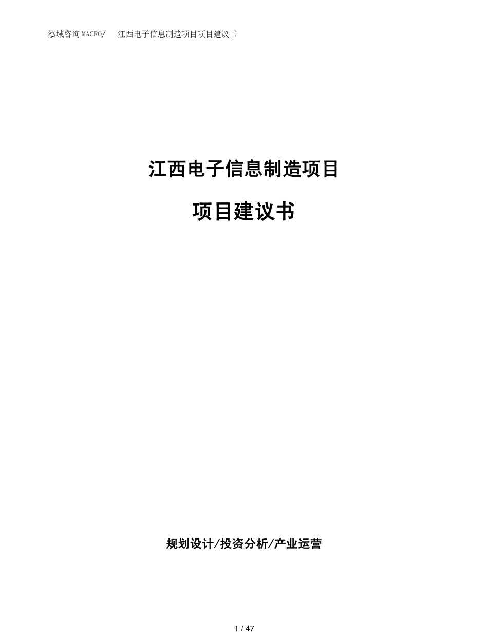 江西电子信息制造项目项目建议书(1)_第1页