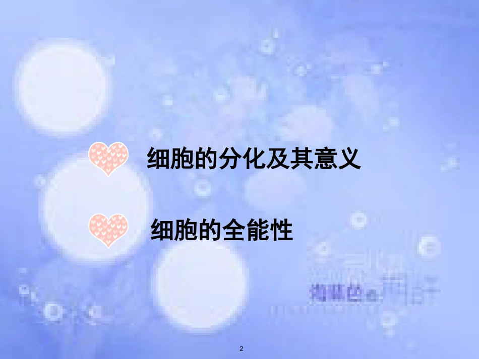 福建省寿宁县高中生物 第六章 细胞的生命历程 6.2 细胞的分化课件 新人教版必修1_第2页