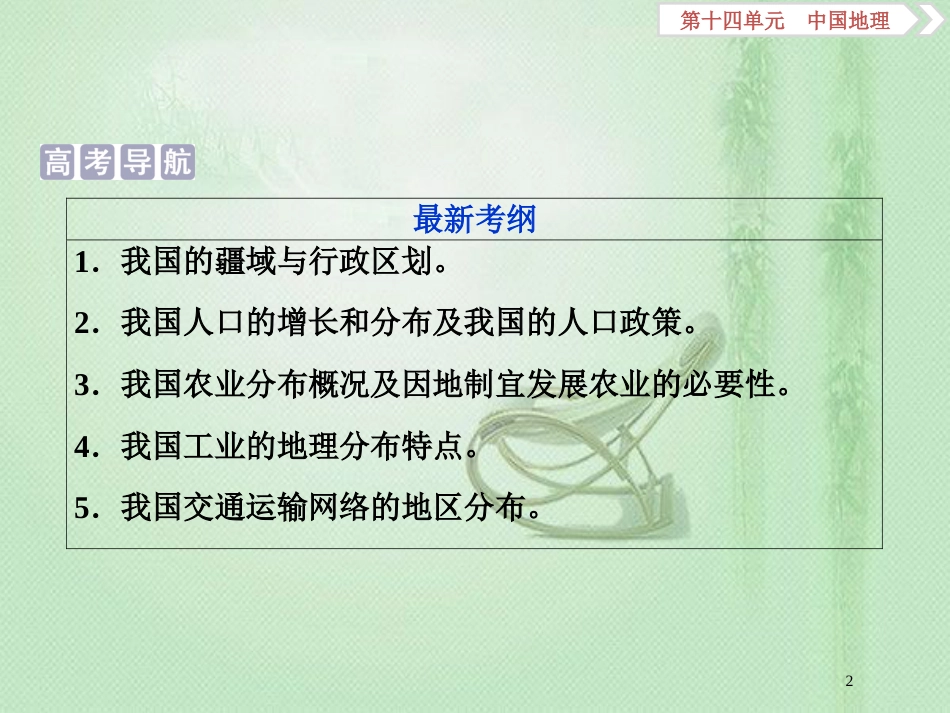 高考地理一轮复习 第14章 中国地理 第39讲 中国人文地理概况优质课件 鲁教版_第2页